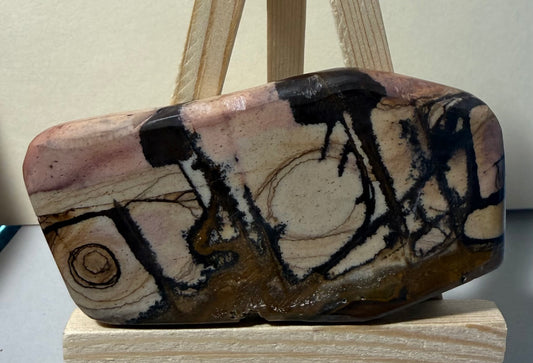 Andromeda Jasper Event Horizon polished contour specimen AJ-05 front face on stand