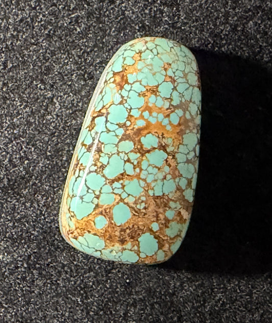 Easter Blue Royston Turquoise cab with spider-web blue with brown/goldish matrix.