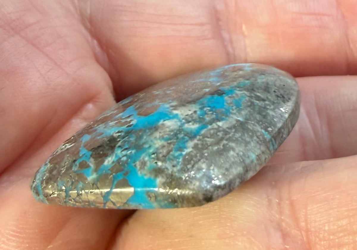 Persian turquoise cabochon PE-04 side profile