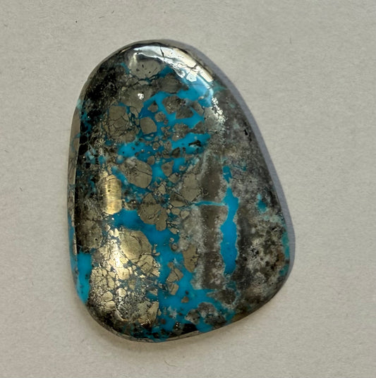 Persian turquoise cabochon PE-05 front view