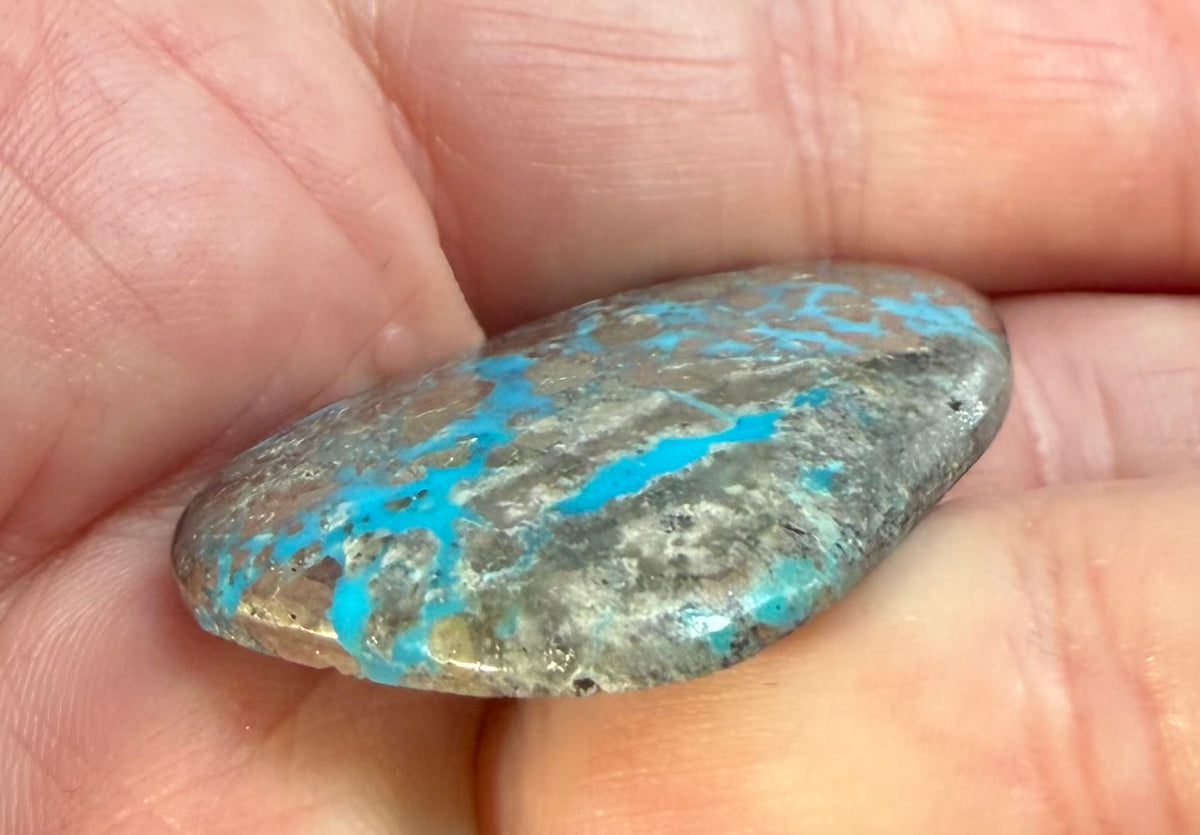 Persian turquoise cabochon PE-05 side profile