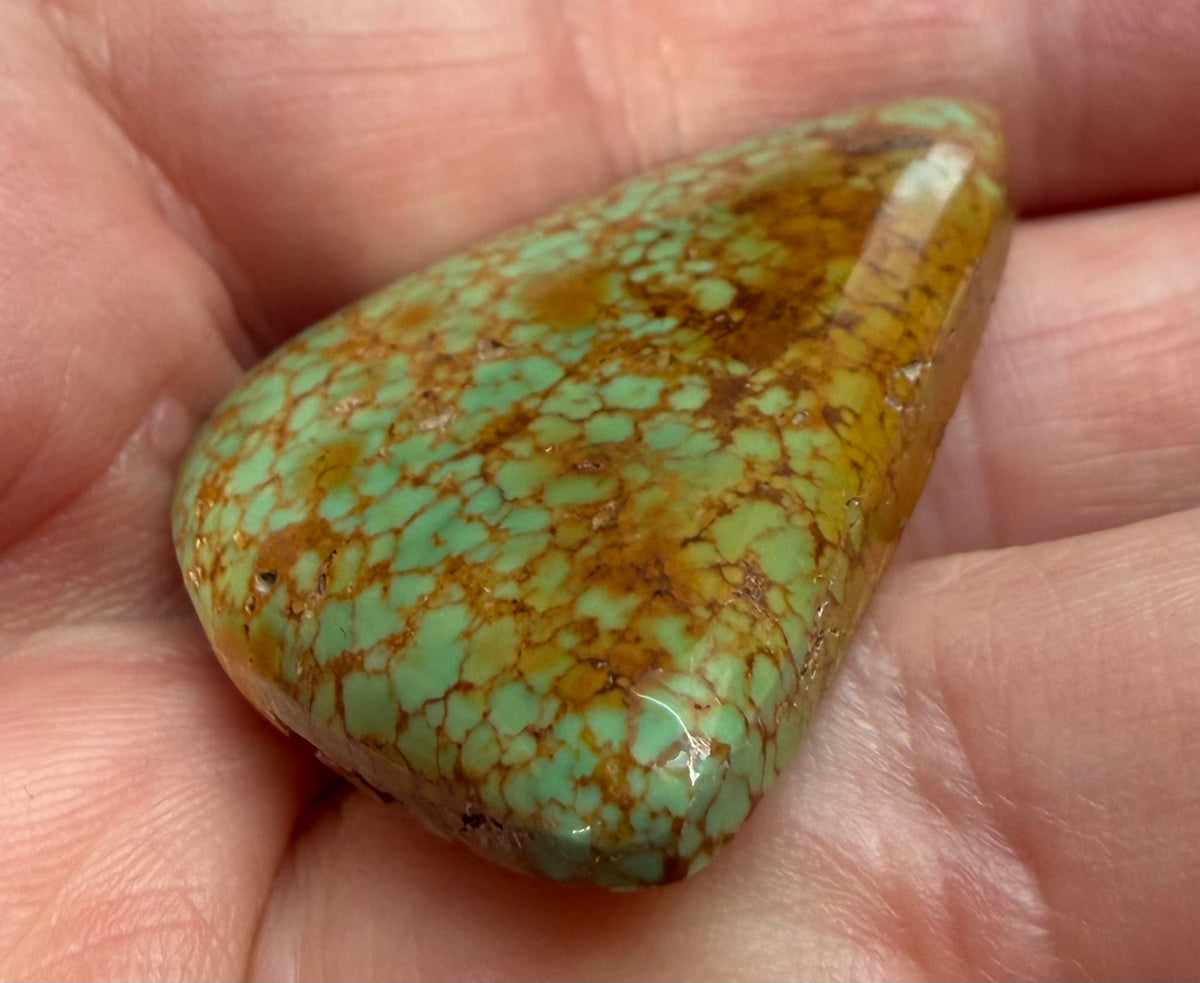 Sonoran Gold turquoise cabochon S-012 in hand